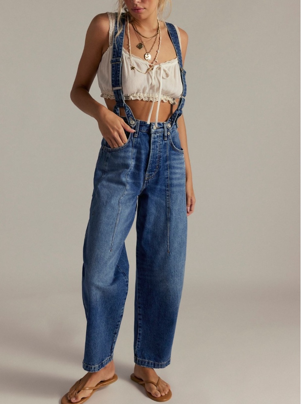 NWT We The Free Berkley Suspender Jean-Varsity Blue